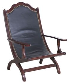 Mahogany finished leather cerule armchair