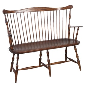 Sheraton Oak carved bench