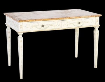 French style paint decorated 2-drawer writing desk