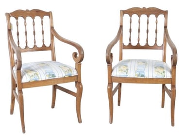 Pair Country French style open armchairs