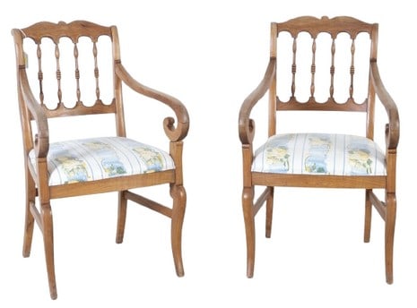 Pair Country French style open armchairs (1 of 4)