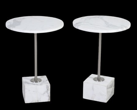 Pair Modern Design marble and chrome side tables (1 of 4)