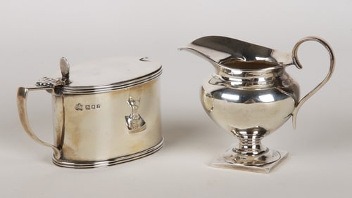 Sterling silver mustard pot & creamer, 6.22 TO