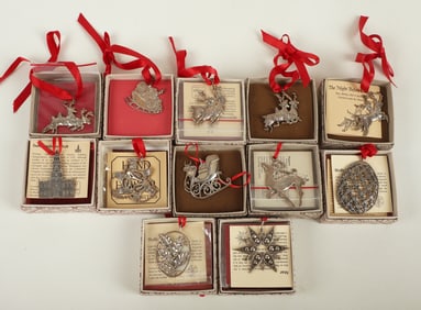 Hand and Hammer Sterling Ornament Set