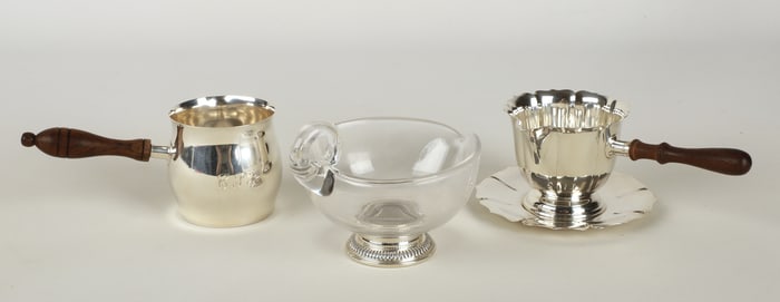 (3) Sterling & mounted gravy boats, approx 9.5 TO