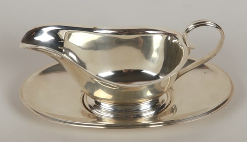 S Kirk & Son sterling gravy boat with under tray