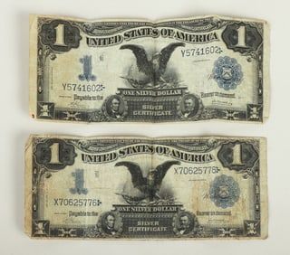 (2) 1899 One Silver Dollar Silver Certificates