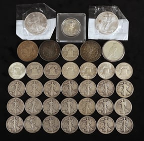 (30) Mixed Date Silver Half Dollars & (6) Silver Dollars