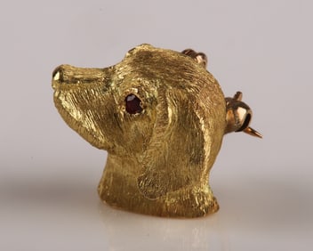 18K Yellow Gold Craig Drake Labrador Pendant Pin