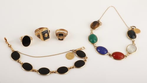 Vintage Gold Ring and Bracelet Grouping