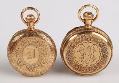 (2) 14K Yellow Gold Hunt Case Pocket Watches