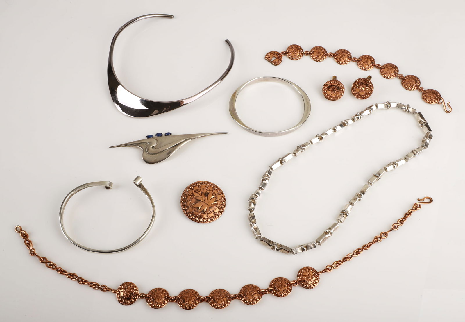 Sterling and Copper Modernist Jewelry Group (1 of 10)