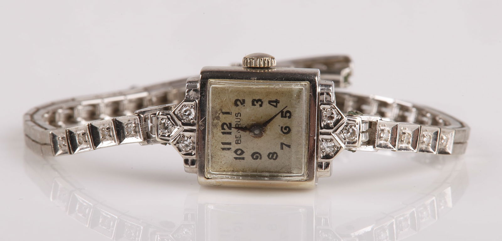 14K Benrus Ladies Diamond Bracelet Watch (1 of 8)