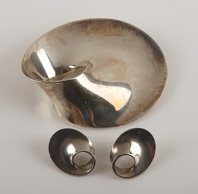 Georg Jensen Sterling Torun Brooch and Earrings
