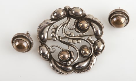 Georg Jensen Moonlight Brooch & Earrings