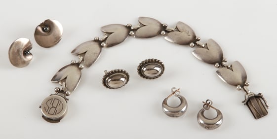 (4) Georg Jensen Sterling Earrings and Bracelet