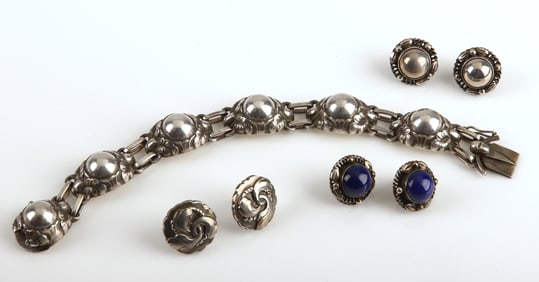 (4) Georg Jensen Sterling Earrings and Bracelet