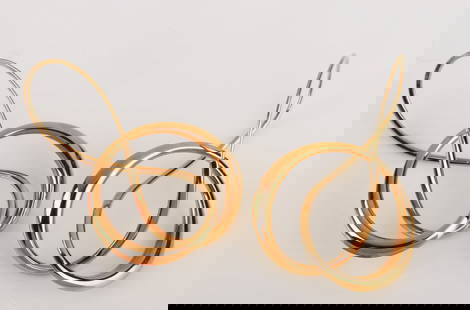 18K Yellow Gold Michael Good Double Loop Earrings: 18K Yellow gold Michael Good double loop earrings, signed M. Good, 750, 1 7/8"L 6.1 DWT