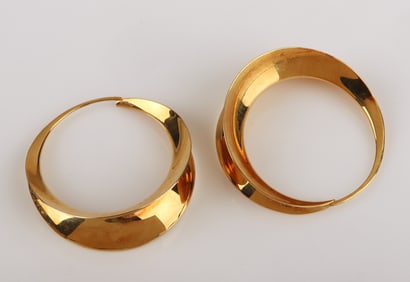 18K Yellow Gold Michael Good Hoop Earrings