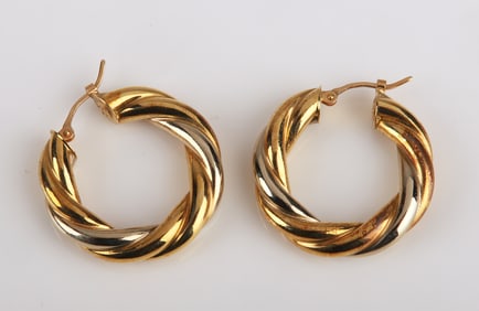 Bailey Banks and Biddle 18K Twist Hoop Earrings