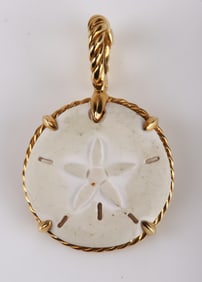18K David Yurman Carved Agate Sand Dollar Pendant