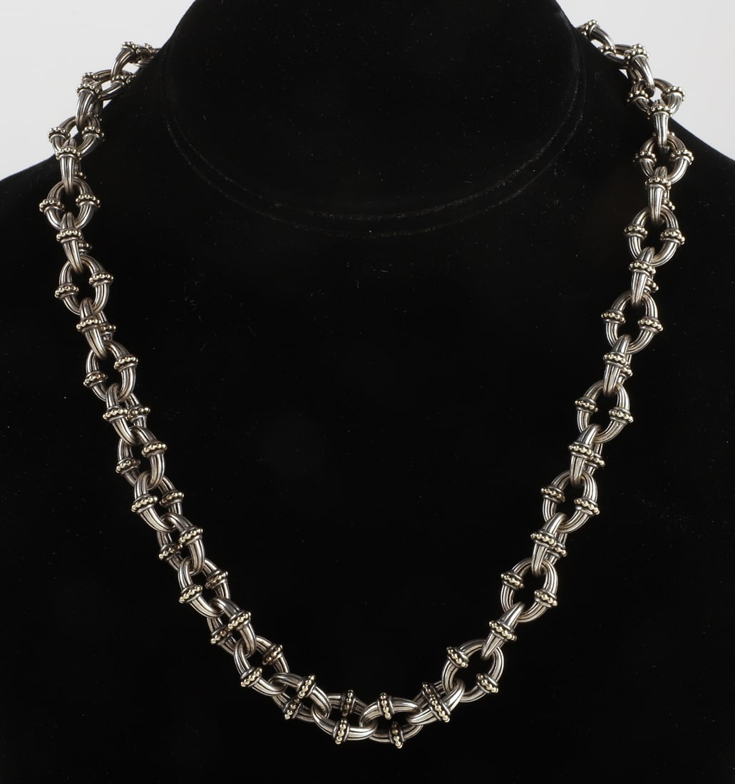 Lagos Caviar Sterling & 18K Link Necklace (1 of 7)