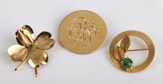 (3) 14K Yellow Gold Pins