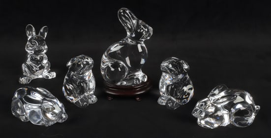 (6) Glass rabbit figures, including Baccarat