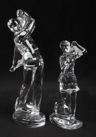 (2) Crystal Golfer Figures, Baccarat & Waterford