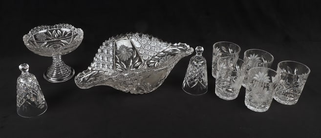 (9) Pieces of cut glass