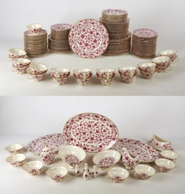 (158) Franciscan Lorraine Maroon dinnerware
