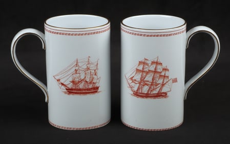 (2) Spode Red Trade Winds Tall Tankard Grand Mugs