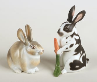 (2) Herend Guild natural animal figures