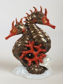 Herend Porcelain Double Seahorse Figure