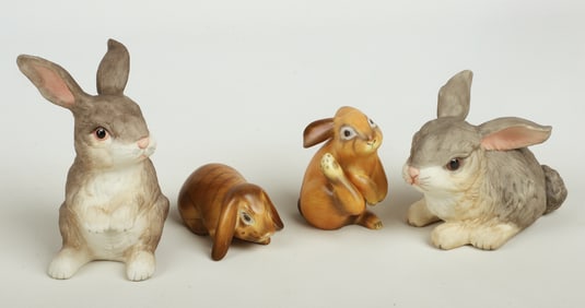 (4) Porcelain rabbit figures, Herend & Boehm