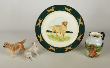 (4) Pieces of Golden Retriever porcelain