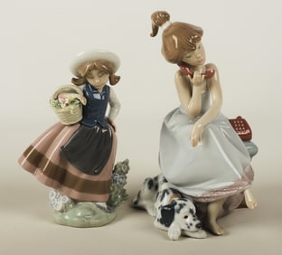(2) Lladro young girl figures