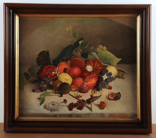 19th c Still Life Painting of Fruit