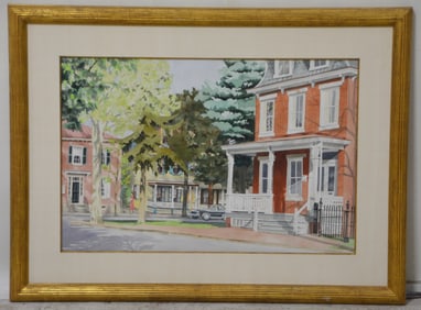 M. Coelho, Townscape Watercolor Painting