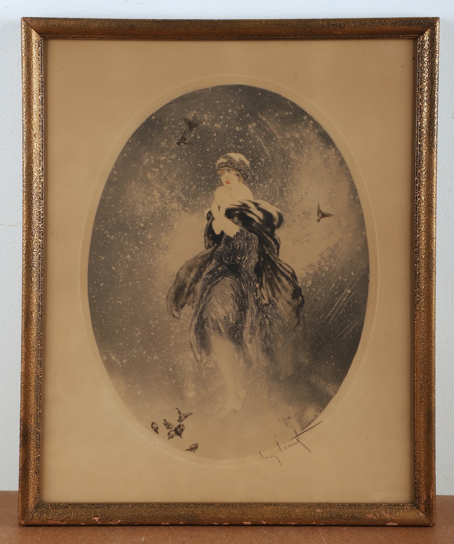 Louis Icart etching "December" (1 of 4)