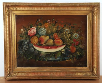 19th C Still Life Painting of Fruit