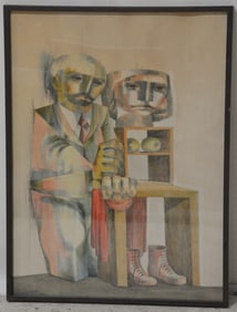 Jorge Dumas Cubist Painting of a Man and Woman