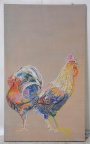 Jon Lightfoot Large Painting "Roosters"