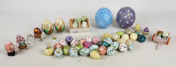 Large lot of Easter eggs, including Baccarat