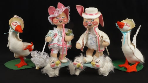 (7) Annalee felt Easter/Spring dolls