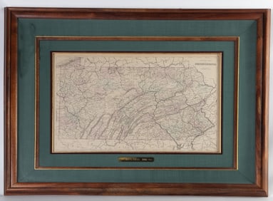 A beautifully framed 1886 map of Pennsylvania