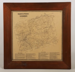 A framed 19th c. map of East & West Goshen
