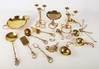 A Collection of Joe Spoon brass kitchen items