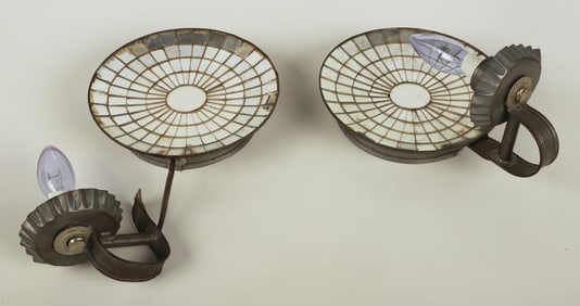 Pair of tin mirrored wall sconces