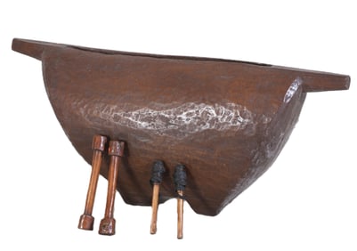 African carved 2-man drum